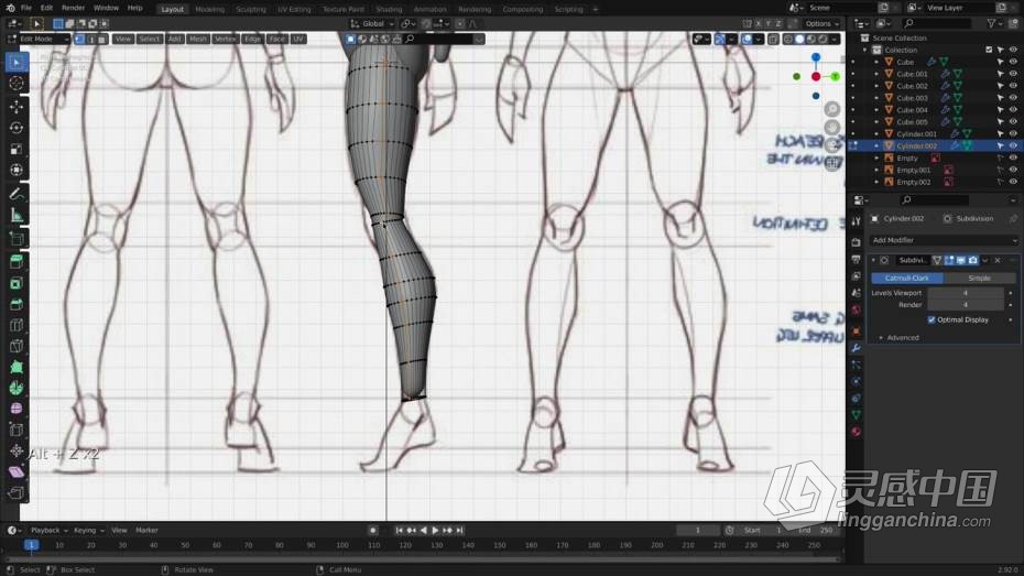 Blender教程 Blender全身人体解剖雕刻实例训练教程  灵感中国网 www.lingganchina.com