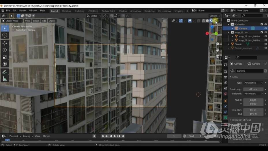 Blender教程 Blender城市建筑景观建模大师级训练视频教程 中文字幕  灵感中国网 www.lingganchina.com