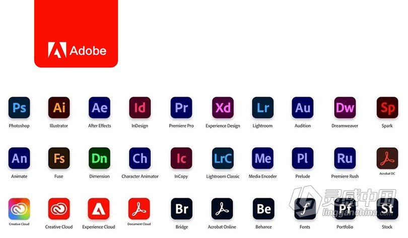 Adobe 2021系列软件全家桶合集下载 Win/Mac 苹果支持M1 持续更新  灵感中国网 www.lingganchina.com