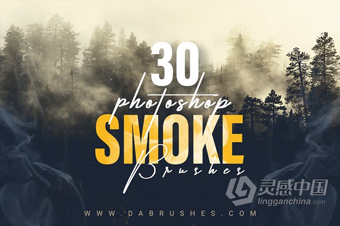 PS笔刷 30个逼真的烟雾烟熏镜头PS笔刷包 30 Smoke Brushes for Photoshop  灵感中国网 www.lingganchina.com