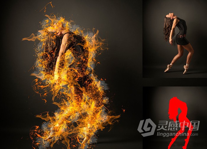 火焰火苗燃烧特效PS动作下载 Fire Effect Ps Action  灵感中国网 www.lingganchina.com