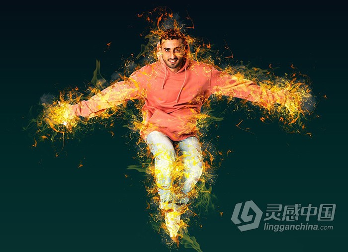 火焰火苗燃烧特效PS动作下载 Fire Effect Ps Action  灵感中国网 www.lingganchina.com