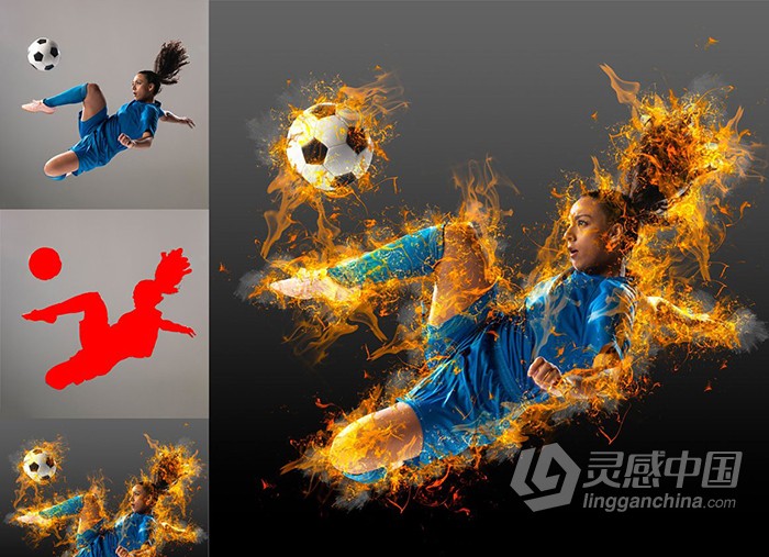 火焰火苗燃烧特效PS动作下载 Fire Effect Ps Action  灵感中国网 www.lingganchina.com