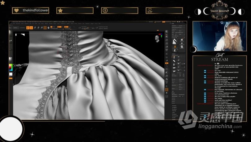 ZBrush教程 ZBrush 3dsmax SP多利亚哥特式服装的设计建模与贴图制作视频教程  灵感中国网 www.lingganchina.com