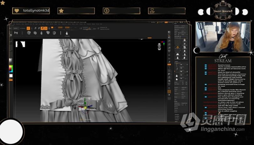 ZBrush教程 ZBrush 3dsmax SP多利亚哥特式服装的设计建模与贴图制作视频教程  灵感中国网 www.lingganchina.com