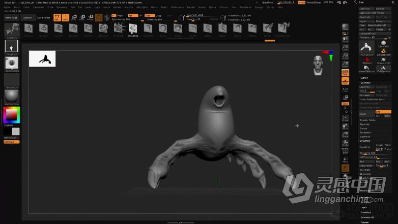 Zbrush教程 Zbrush 2021数字雕刻全面核心技术大师班视频教程  灵感中国网 www.lingganchina.com