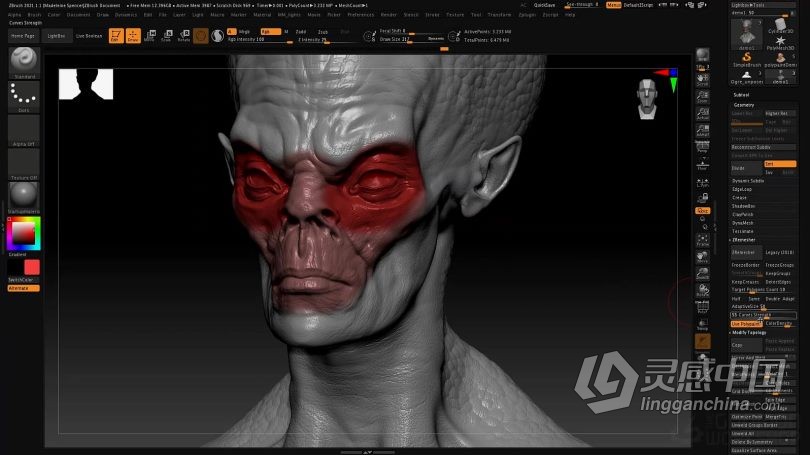 Zbrush教程 Zbrush 2021数字雕刻全面核心技术大师班视频教程  灵感中国网 www.lingganchina.com