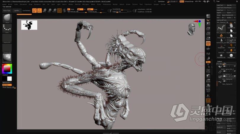 Zbrush教程 Zbrush 2021数字雕刻全面核心技术大师班视频教程  灵感中国网 www.lingganchina.com