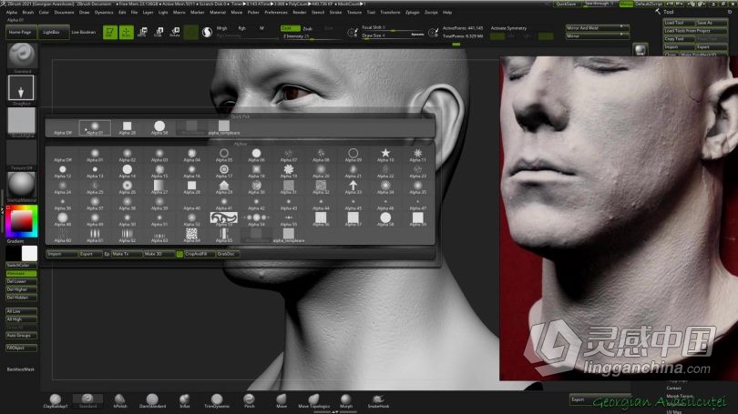Zbrush教程 Zbrush超精细角色面部雕刻大师级视频教程  灵感中国网 www.lingganchina.com