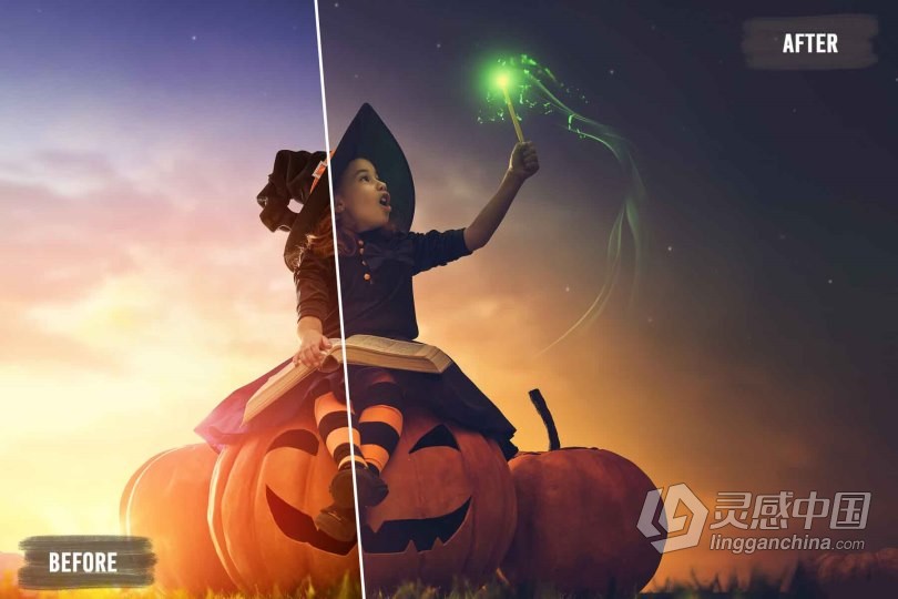 万圣节电影气氛LUT预设及Lightroom预设 50 Atmospheric Halloween LUTs and Presets  灵感中国网 www.lingganchina.com