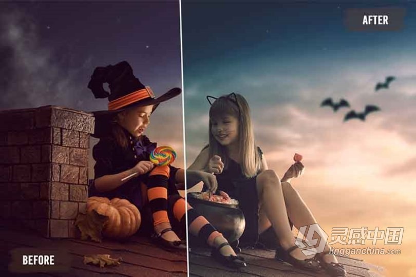 万圣节电影气氛LUT预设及Lightroom预设 50 Atmospheric Halloween LUTs and Presets  灵感中国网 www.lingganchina.com