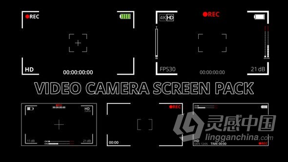 达芬奇模板 摄像机视频录制屏幕HUD图形界面动画效果 DaVinci Resolve模板 工程 文件  灵感中国网 www.lingganchina.com