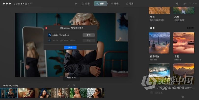 Luminar AI 1.5.0 MAC中英文版 AI人工智能照片编辑调色换天空PS插件 Luminar AI 1.5.0.10011 MAC中文版下载 支持原  灵感中国网 www.lingganchina.com