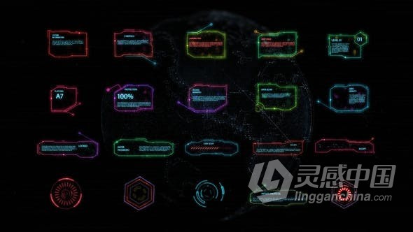 FCPX插件 HUD Interface 20组现代未来科技界面发光文字标题视频字幕  灵感中国网 www.lingganchina.com