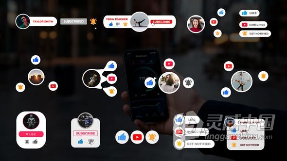 FCPX插件 Youtube Buttons Pack订阅点赞按钮视频条  灵感中国网 www.lingganchina.com