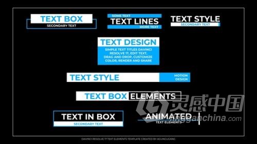 达芬奇模板 8组视频字幕条文字标题动画 DaVinci Resolve模板 工程 文件  灵感中国网 www.lingganchina.com