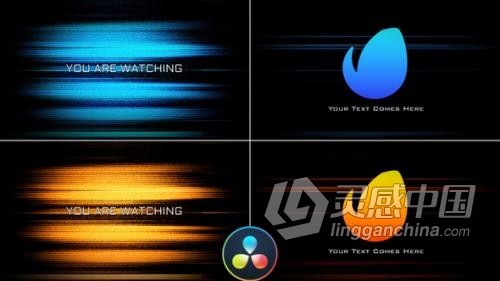 达芬奇模板 Glitch Noise Logo Resolve模板故障线条跳动标志动画视频 DaVinci Resolve模板 工程 文件  灵感中国网 www.lingganchina.com