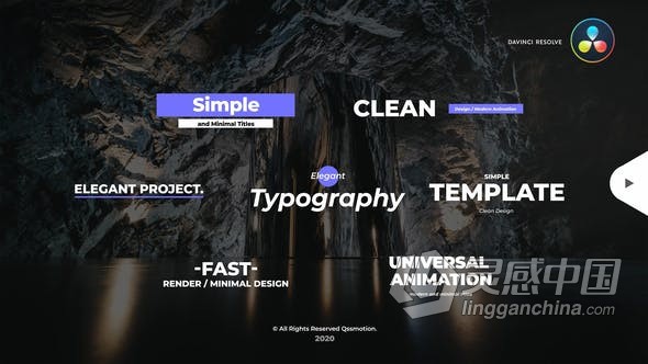 达芬奇模板 7种社交媒体图形动画视频字幕文字标题 DaVinci Resolve模板 工程 文件  灵感中国网 www.lingganchina.com