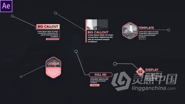 AE模板 6组智能线条呼出注释视频字幕动画标题 AE工程 AE文件  灵感中国网 www.lingganchina.com