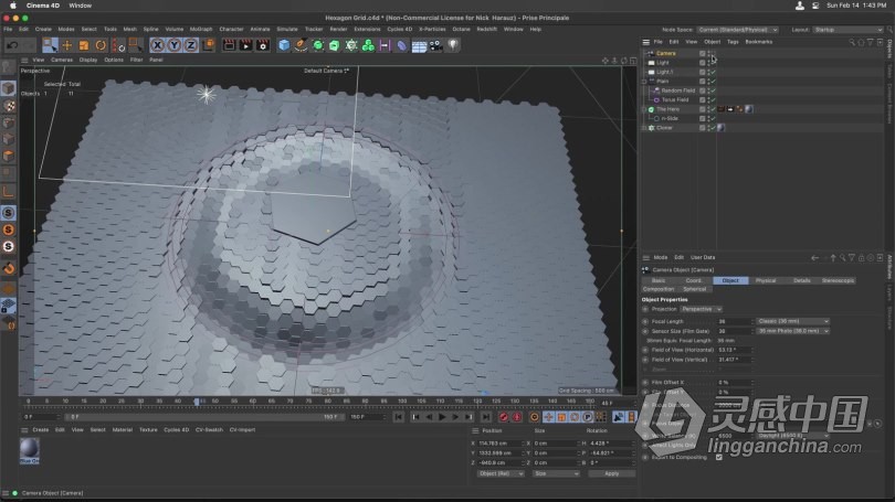 C4D与AE抽象概念六边形动画实例制作视频教程 Lowpost Hud Hexagon In Cinema 4D &amp; After Effects  灵感中国网 www.lingganchina.com