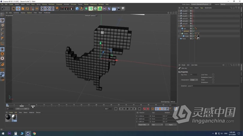 C4D 8位像素风格无缝循环动画制作视频教程 Cinema 4D - Create a looping T-Rex animation in C4D  灵感中国网 www.lingganchina.com