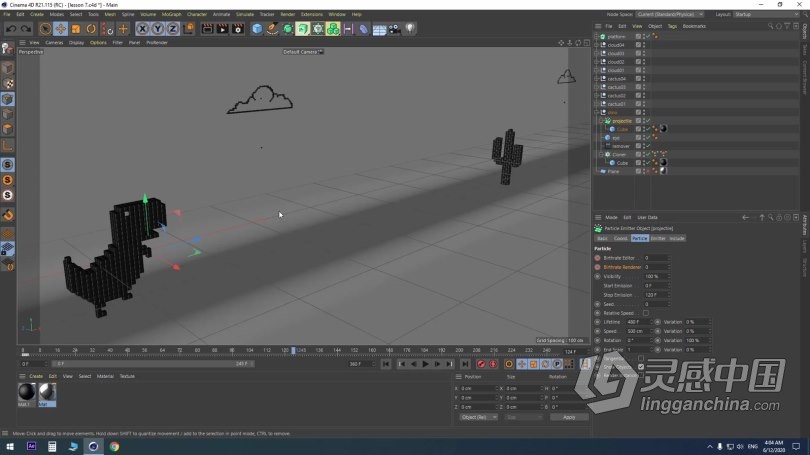 C4D 8位像素风格无缝循环动画制作视频教程 Cinema 4D - Create a looping T-Rex animation in C4D  灵感中国网 www.lingganchina.com