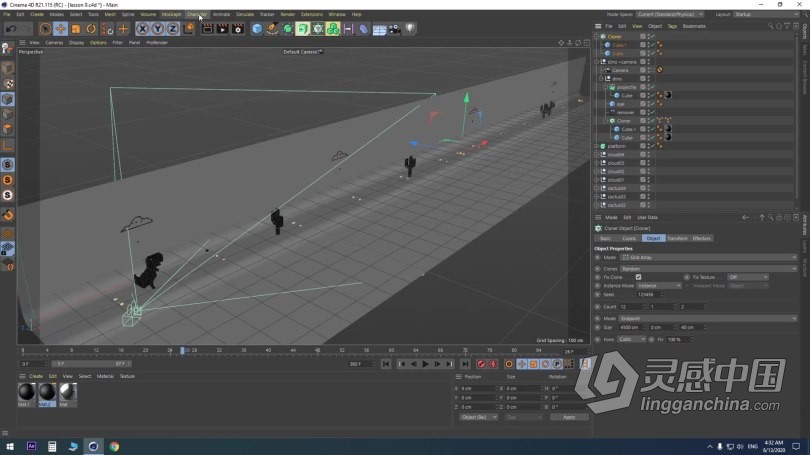 C4D 8位像素风格无缝循环动画制作视频教程 Cinema 4D - Create a looping T-Rex animation in C4D  灵感中国网 www.lingganchina.com