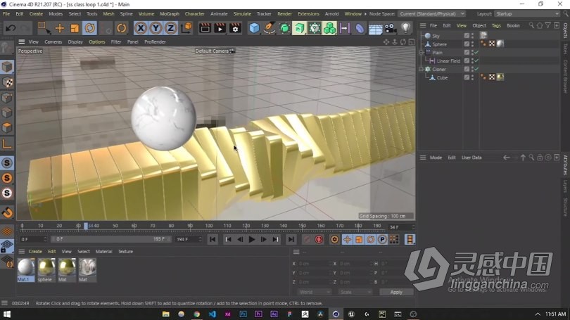 Cinema 4D简单循环3D动画实例制作视频教程 Cinema 4D – Easy Looping 3D Animation for your Portfol  灵感中国网 www.lingganchina.com