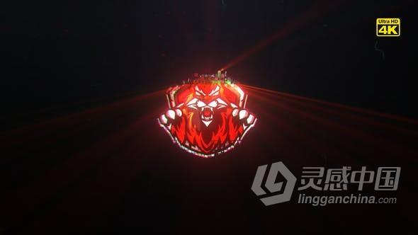 AE模板 故障发光激光线条扫描LOGO动画视频 AE工程 AE文件  灵感中国网 www.lingganchina.com