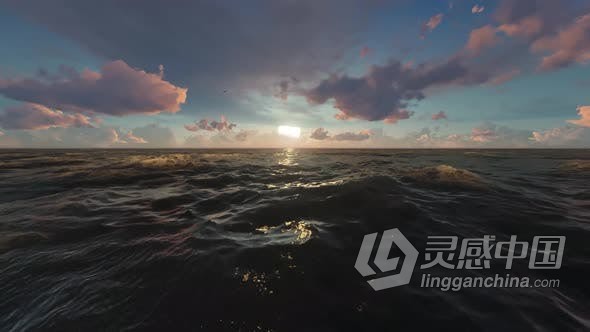 视频素材 飞越海镜头3D渲染Fly Over Sea视频素材下载  灵感中国网 www.lingganchina.com