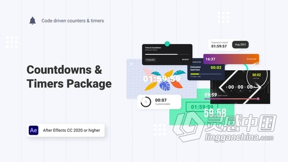 AE模板 非常实用多种类别适用各种场景60+倒计时和计时器动画元素工具包 AE工程 AE文件  灵感中国网 www.lingganchina.com