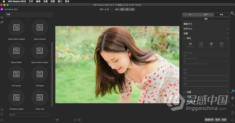 ON1 Resize 2022 MAC中文版 行业标准图像放大工具 ON1 Resize 2022 v16.0.1.11291 macOS中文版下载 支持原生M  灵感中国网 www.lingganchina.com