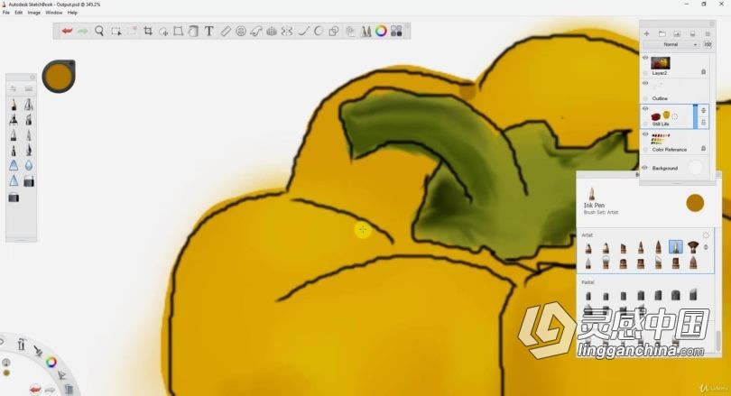 绘画教程 Autodesk Sketchbook8合1植被卡通概念场景数字绘画视频教程  灵感中国网 www.lingganchina.com