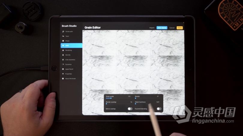 绘画教程 Procreate中创建自定义不同效果画笔视频教程  灵感中国网 www.lingganchina.com