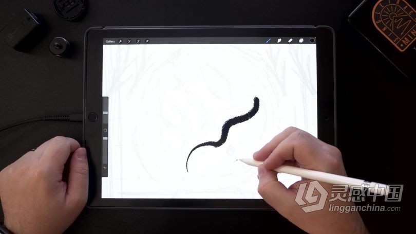 绘画教程 Procreate中创建自定义不同效果画笔视频教程  灵感中国网 www.lingganchina.com