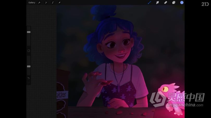 绘画教程 Procreate创建炫酷灯光效果照明原理数字绘画视频教程  灵感中国网 www.lingganchina.com