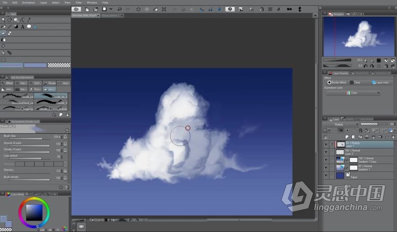 绘画教程 Clip Studio Paint云彩数字绘画实例训练视频教程  灵感中国网 www.lingganchina.com