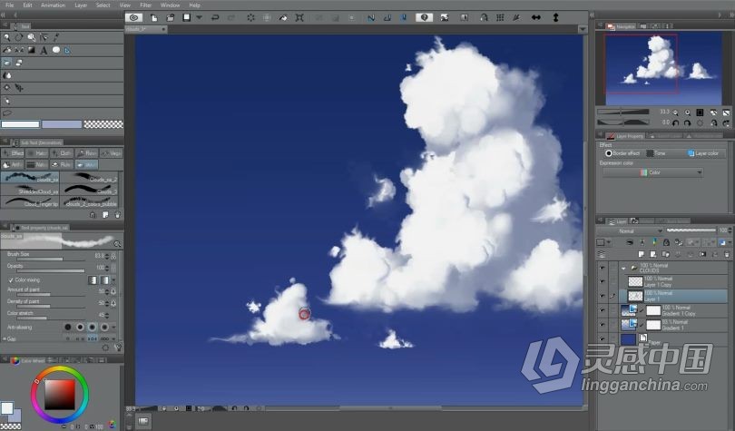 绘画教程 Clip Studio Paint云彩数字绘画实例训练视频教程  灵感中国网 www.lingganchina.com