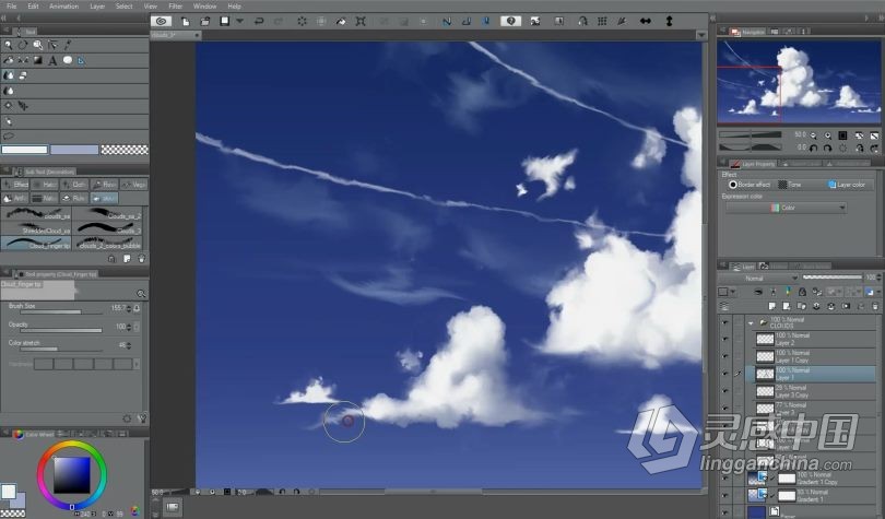 绘画教程 Clip Studio Paint云彩数字绘画实例训练视频教程  灵感中国网 www.lingganchina.com