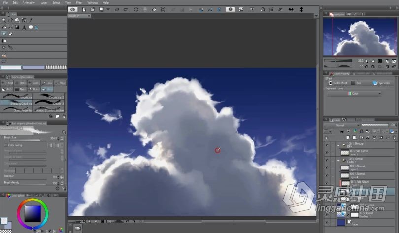 绘画教程 Clip Studio Paint云彩数字绘画实例训练视频教程  灵感中国网 www.lingganchina.com