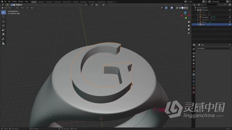 Blender教程 Blender指环戒指3D打印级建模技术训练视频教程  灵感中国网 www.lingganchina.com