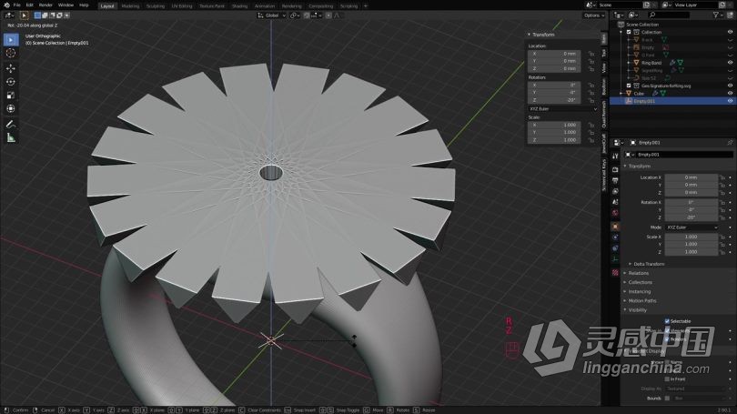 Blender教程 Blender指环戒指3D打印级建模技术训练视频教程  灵感中国网 www.lingganchina.com