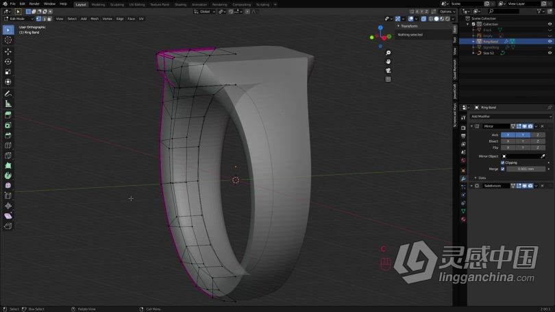 Blender教程 Blender指环戒指3D打印级建模技术训练视频教程  灵感中国网 www.lingganchina.com