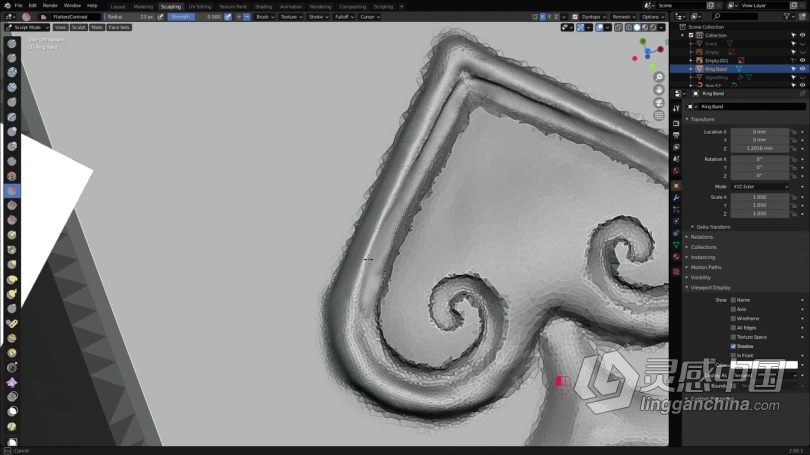 Blender教程 Blender指环戒指3D打印级建模技术训练视频教程  灵感中国网 www.lingganchina.com