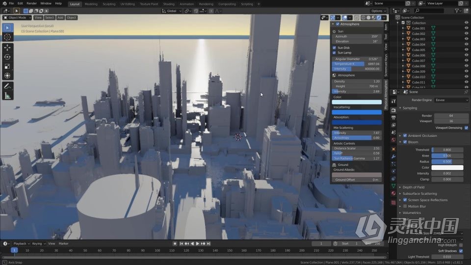 Blender超酷城市建筑场景大师级制作视频教程  灵感中国网 www.lingganchina.com