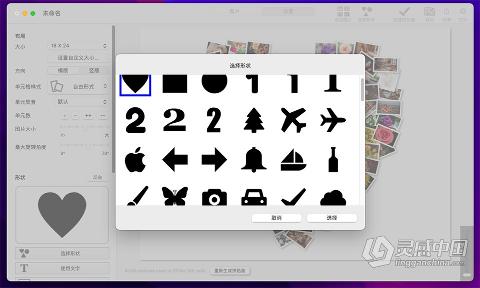 FigrCollage v3.2.7 for Mac中文激活版 将照片拼成任意形状的照片墙  灵感中国网 www.lingganchina.com