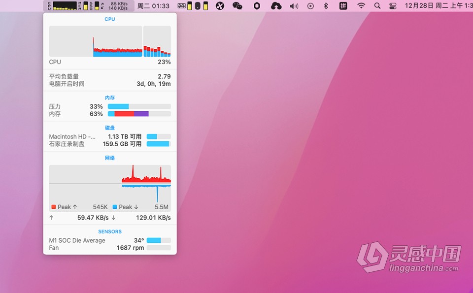 Mac系统状态监控工具 iStat Menus v6.61(1190) for Mac 中文激活版下载  灵感中国网 www.lingganchina.com