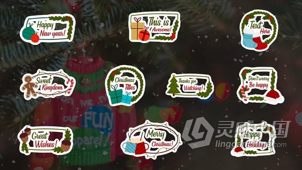 FCPX插件-10组圣诞节元素设计文字标题视频字幕 Christmas Titles FCPX  灵感中国网 www.lingganchina.com