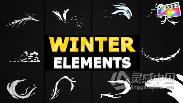 22组手绘冬季元素MG动画制作视频-FCPX插件 Hand-Drawn Winter Elements FCPX  灵感中国网 www.lingganchina.com