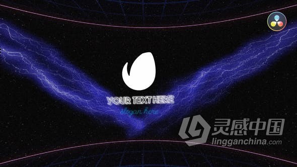 DR达芬奇模板-复古合成波霓虹灯数字标志动画 Retro VHS Logo Reveal  灵感中国网 www.lingganchina.com